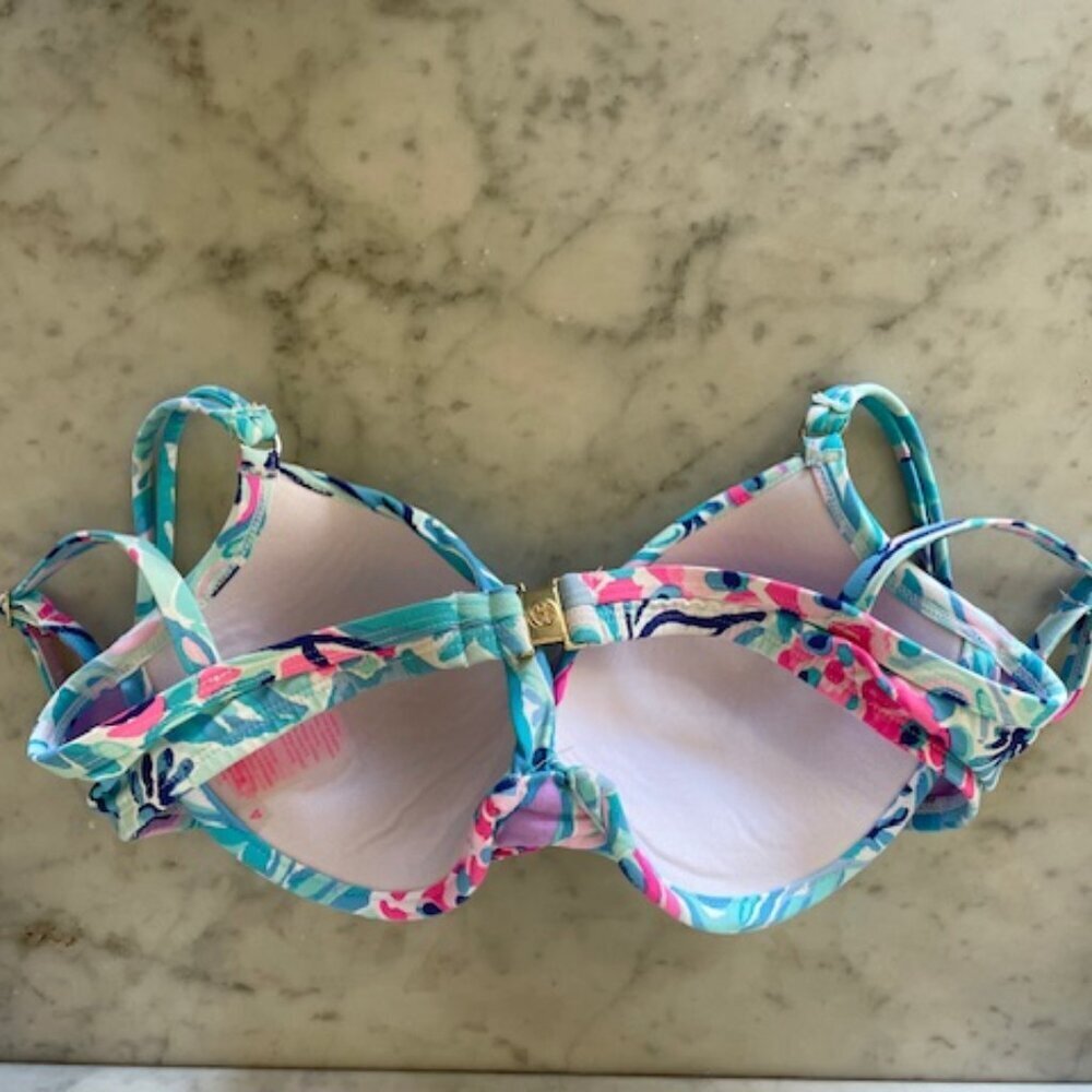 LILLY PULITZER Blossom Bikini Bra Underwear Top RN 15101 Turquoise Pink - Picture 11 of 13